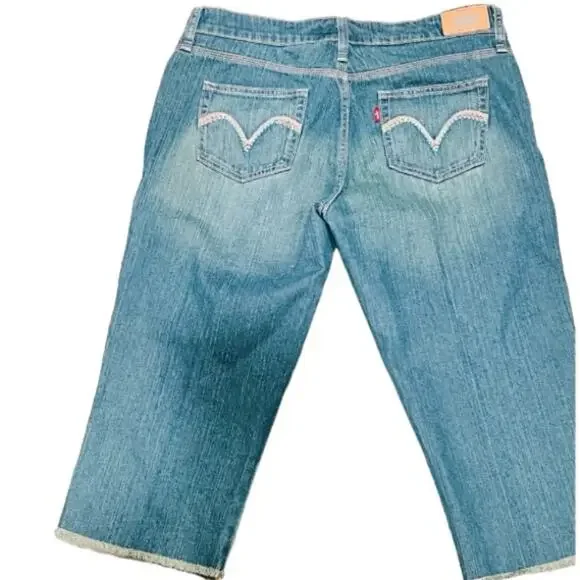 Levis 515 Capri Women's Pants Blue Jeans Stretch Cropped Denim Size 14 - Picture 6 of 11
